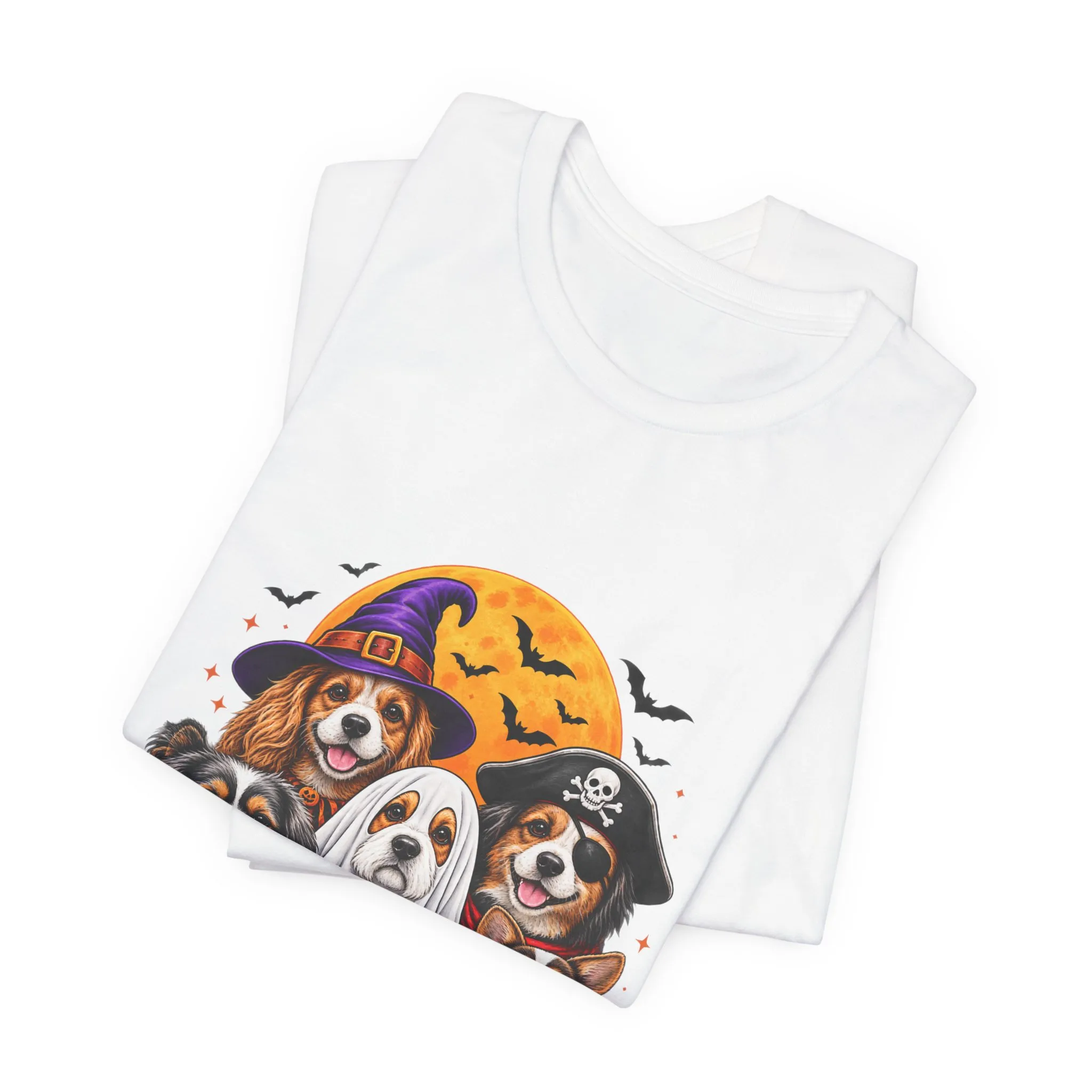 Halloween Dogs T-Shirt — Cute Puppies in Costumes with Pumpkin Graphic - Image 3