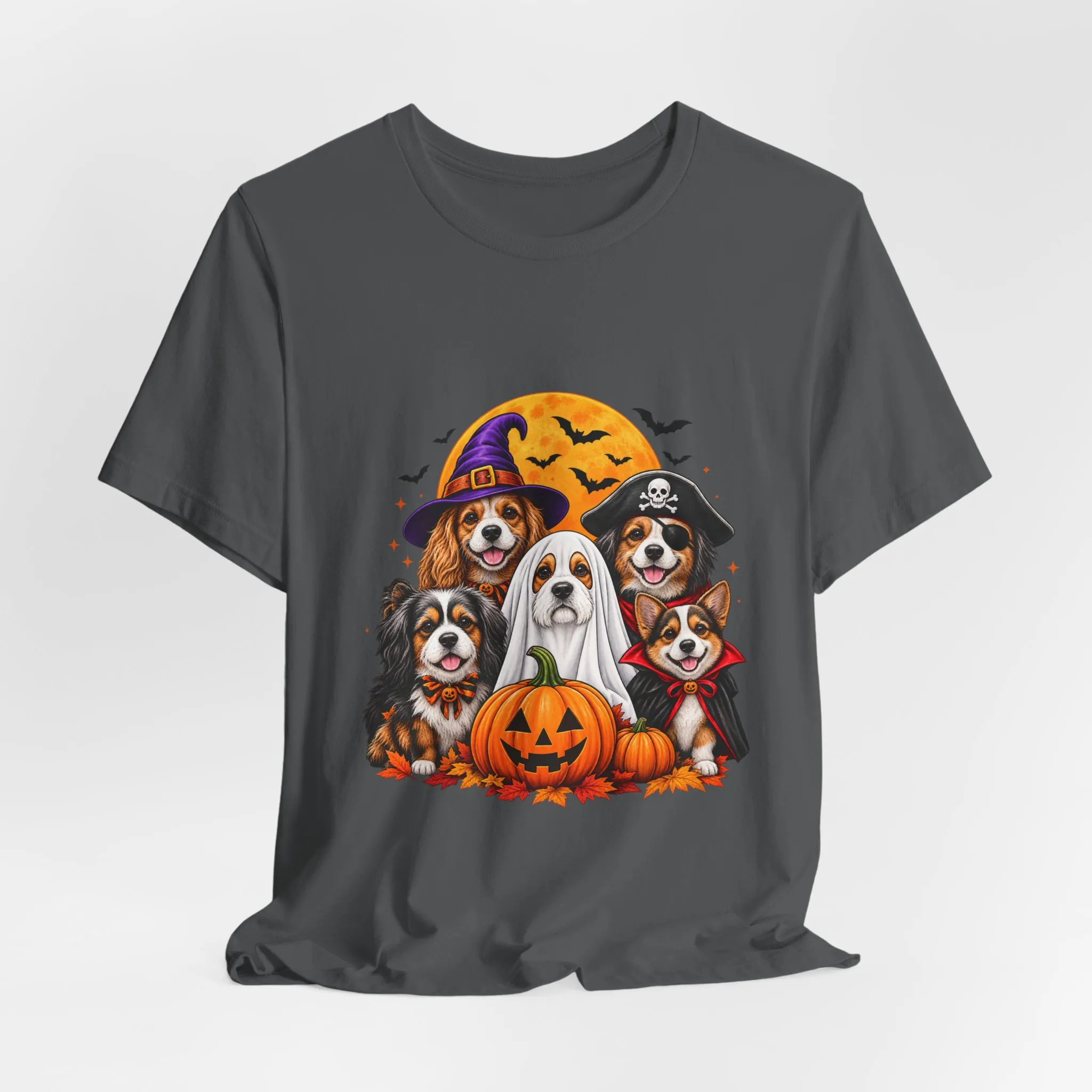 Halloween Dogs T-Shirt — Cute Puppies in Costumes with Pumpkin Graphic - Image 36