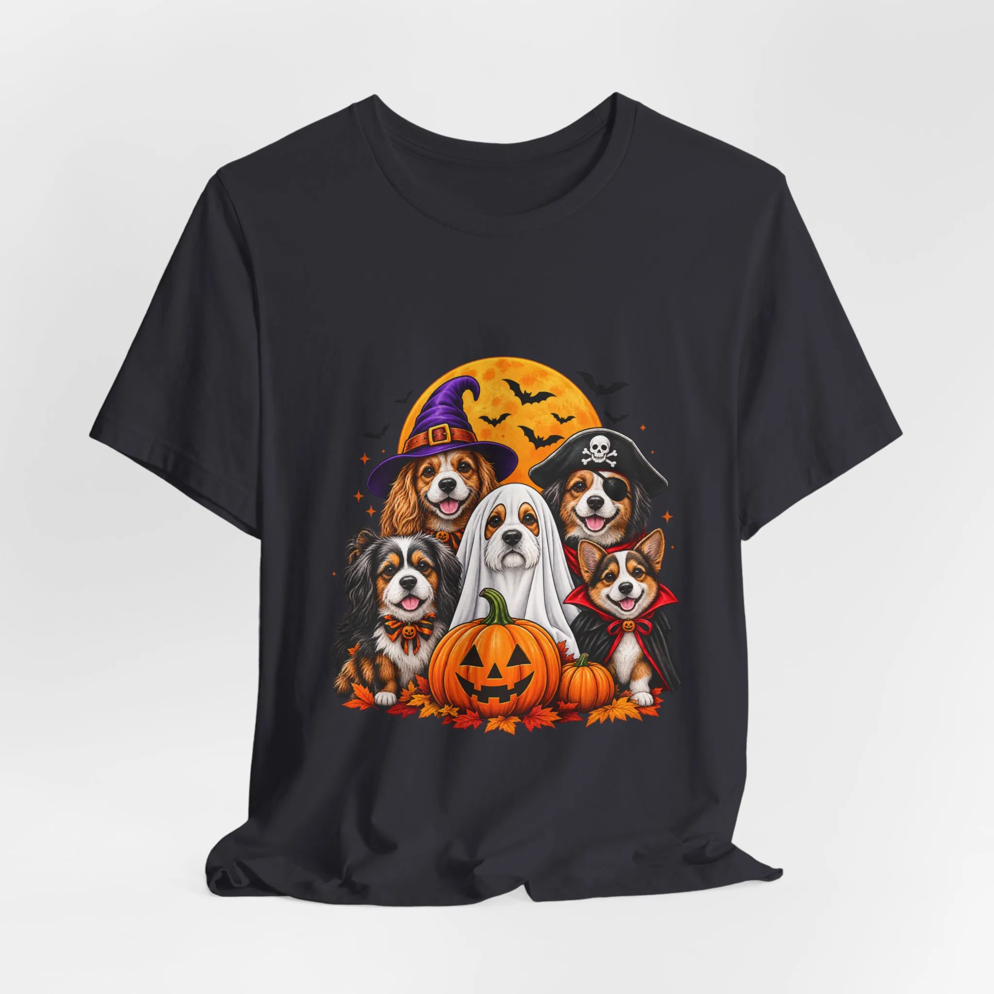 Halloween Dogs T-Shirt — Cute Puppies in Costumes with Pumpkin Graphic - Image 28