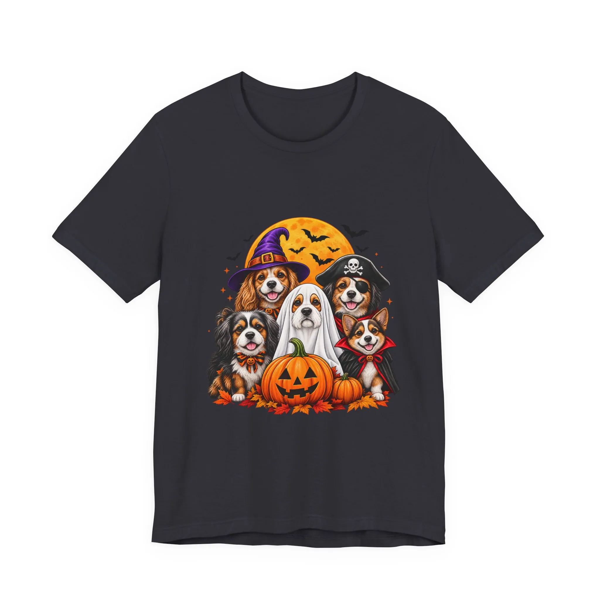 Halloween Dogs T-Shirt — Cute Puppies in Costumes with Pumpkin Graphic - Image 25