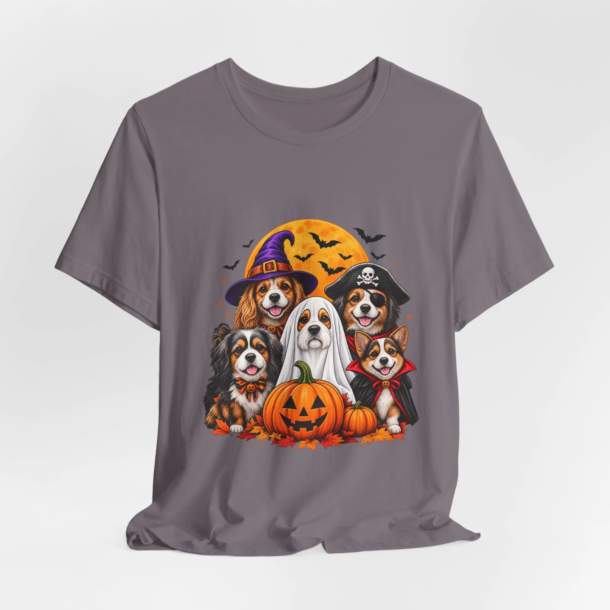 Halloween Dogs T-Shirt — Cute Puppies in Costumes with Pumpkin Graphic - Image 44
