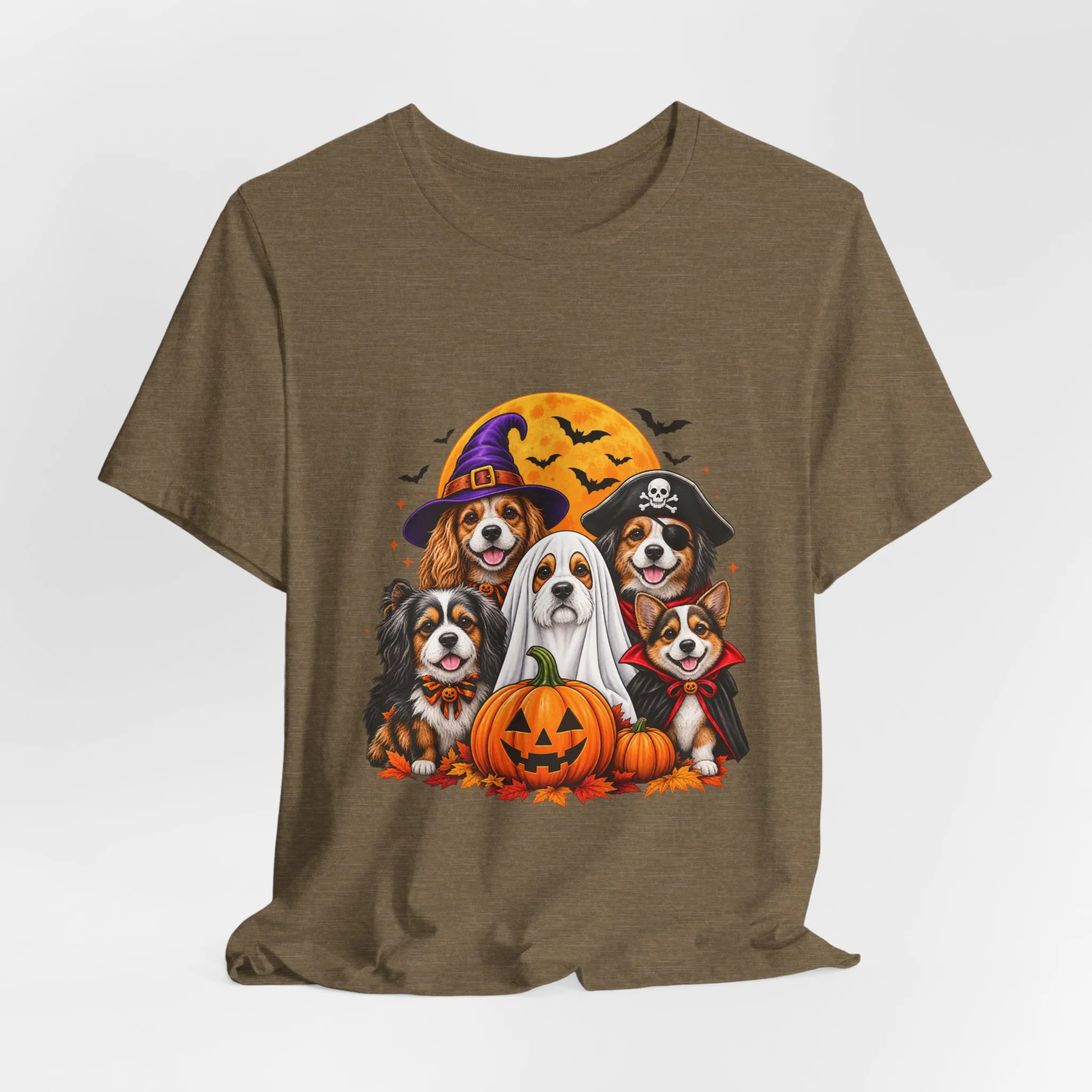 Halloween Dogs T-Shirt — Cute Puppies in Costumes with Pumpkin Graphic - Image 52