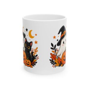 Halloween Black Cat & Witch Mug