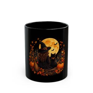 Witch and Black Cat Halloween Mug