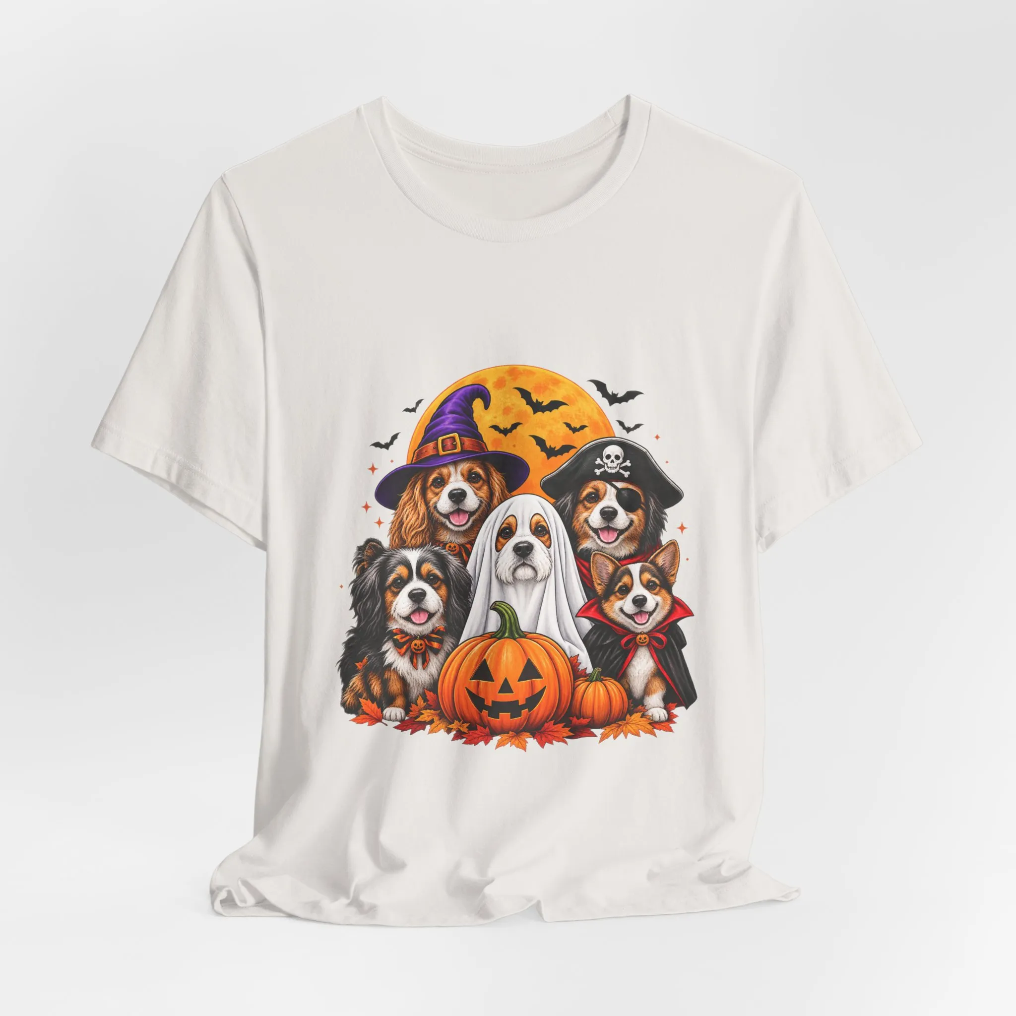 Halloween Dogs T-Shirt — Cute Puppies in Costumes with Pumpkin Graphic - Image 16