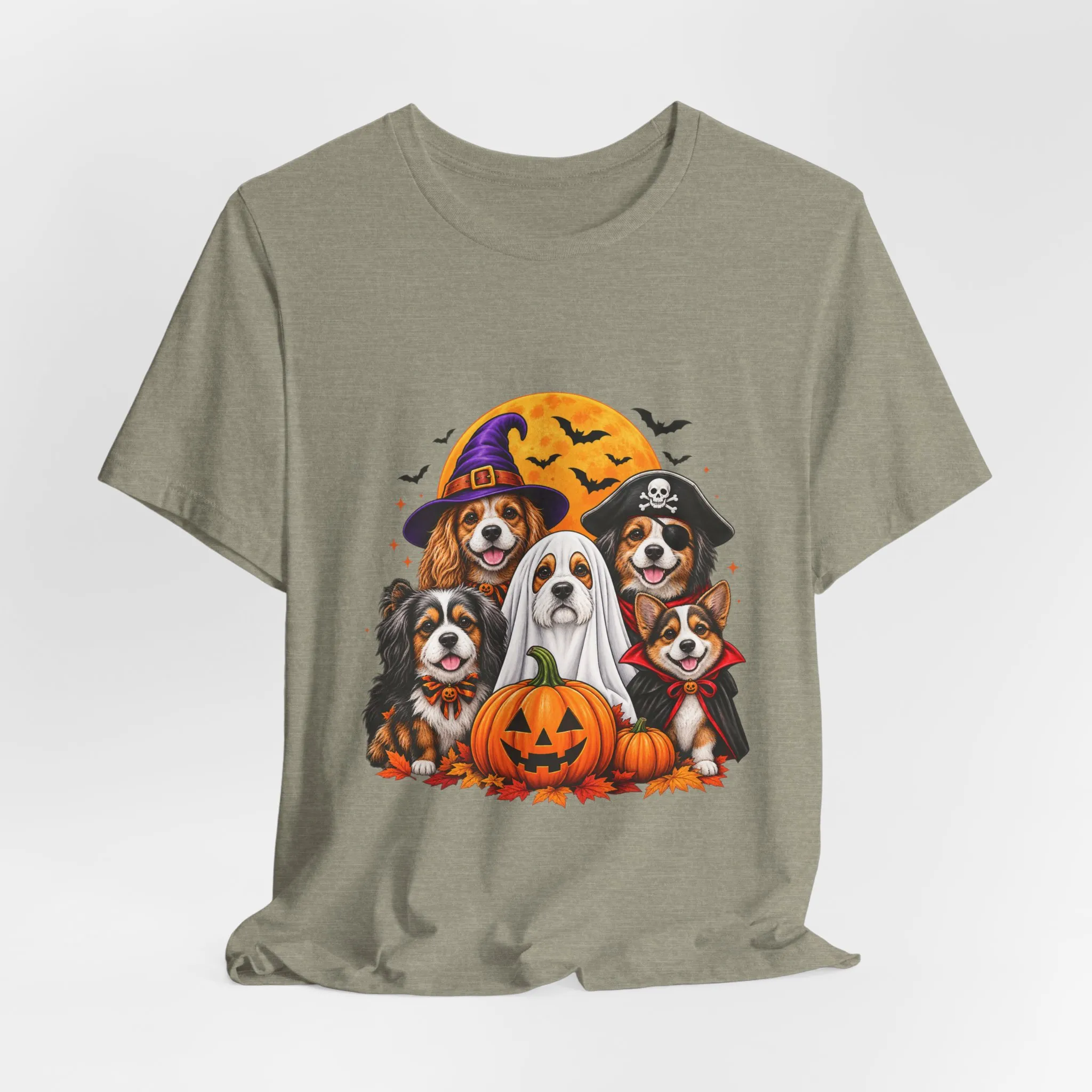 Halloween Dogs T-Shirt — Cute Puppies in Costumes with Pumpkin Graphic - Image 24
