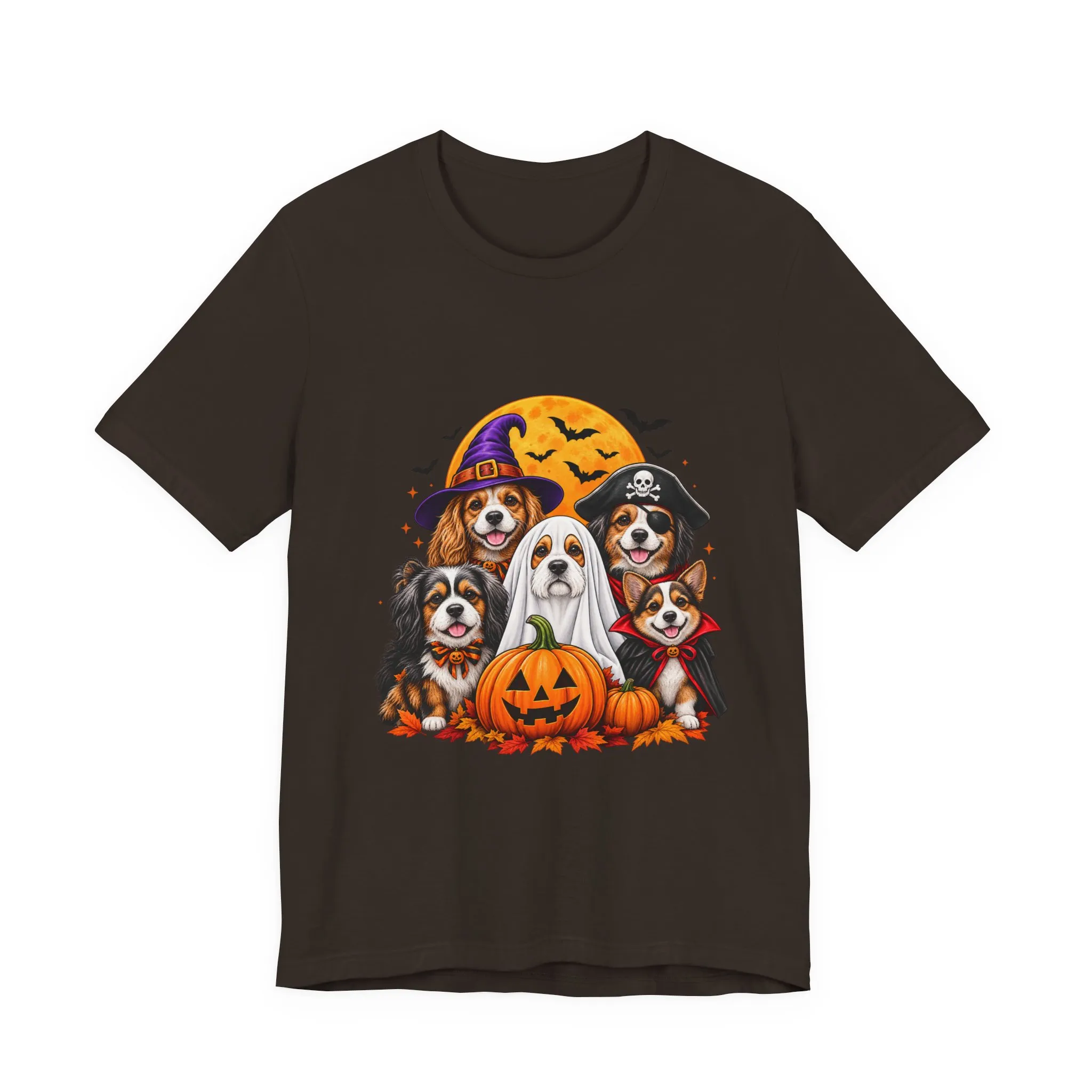 Halloween Dogs T-Shirt — Cute Puppies in Costumes with Pumpkin Graphic - Image 45