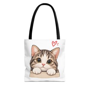 Cute Cat Heart AOP Tote Bag