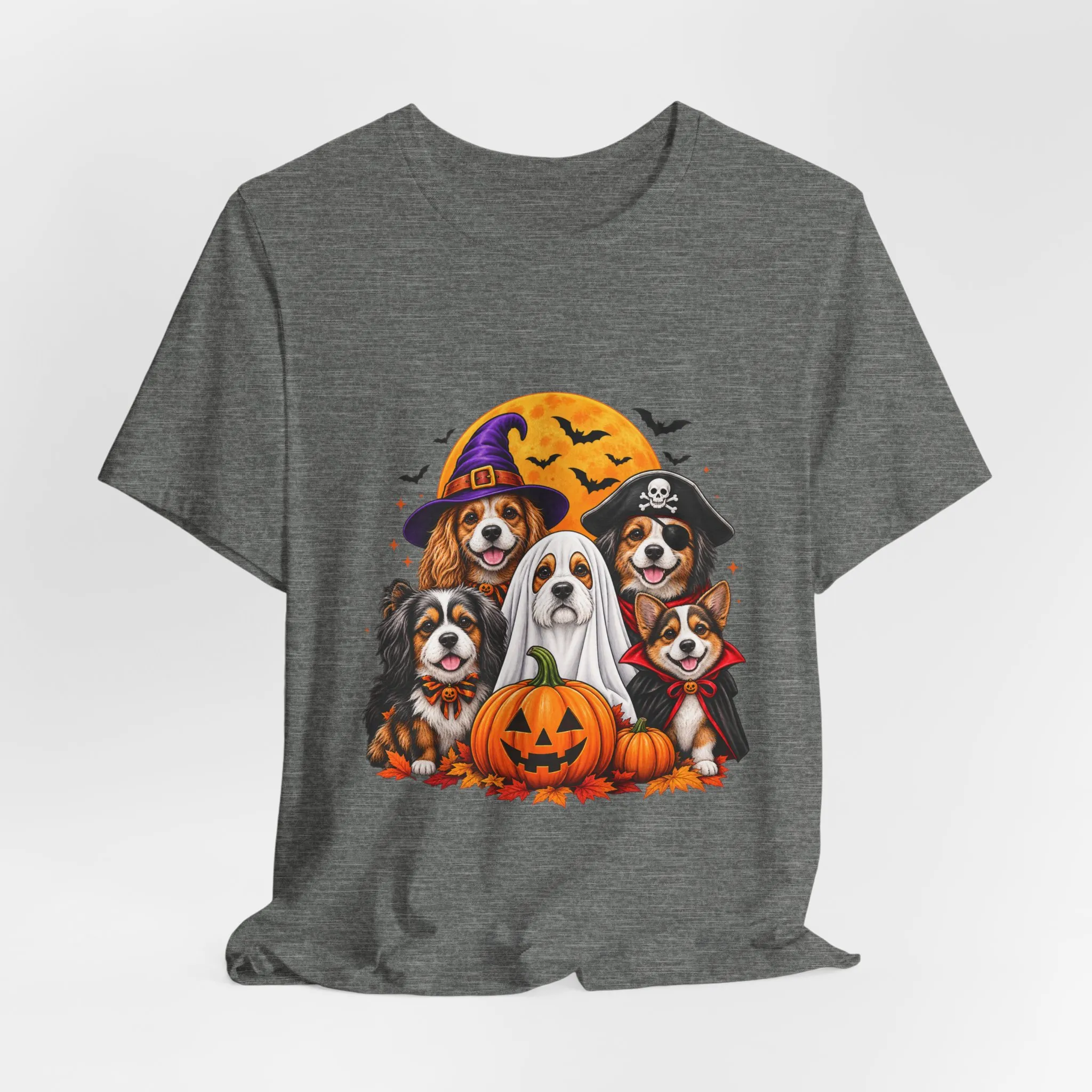Halloween Dogs T-Shirt — Cute Puppies in Costumes with Pumpkin Graphic - Image 8